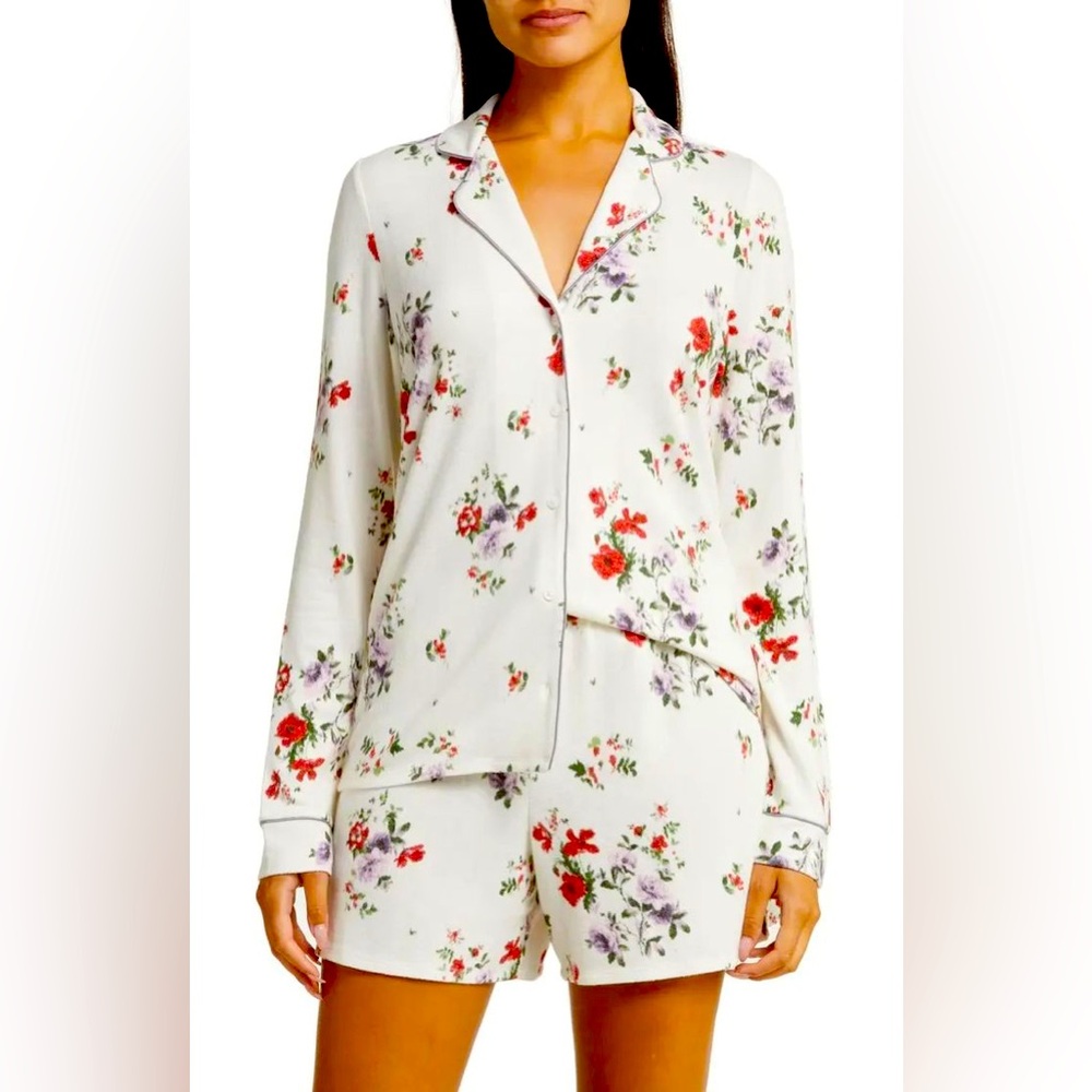 Nordstrom Brushed Hacci Floral Pajama Short Set So Soft Medium